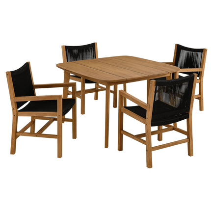 Modway EEI-6935 Vienna 5-Piece Outdoor Patio Teak and Rope Dining Set with Armchairs Modway