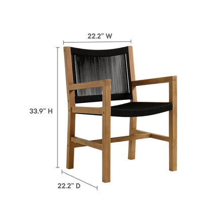 Modway EEI-6935 Vienna 5-Piece Outdoor Patio Teak and Rope Dining Set with Armchairs Modway