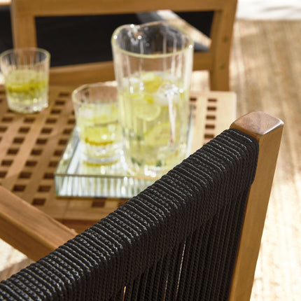 Modway EEI-6936 Vienna 3-Piece Outdoor Patio Teak and Rope Armchairs with Folding Side Table Modway
