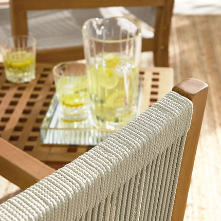 Modway EEI-6936 Vienna 3-Piece Outdoor Patio Teak and Rope Armchairs with Folding Side Table Modway