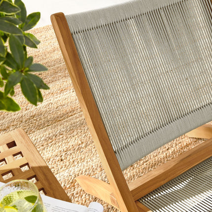 Modway EEI-6937 Vienna 3-Piece Outdoor Patio Teak and Rope Folding Lounge Chairs and Side Table Modway
