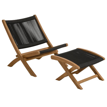 Modway EEI-6938 Vienna 2-Piece Outdoor Patio Teak and Rope Folding Accent Lounge Chair and Ottoman Set Modway