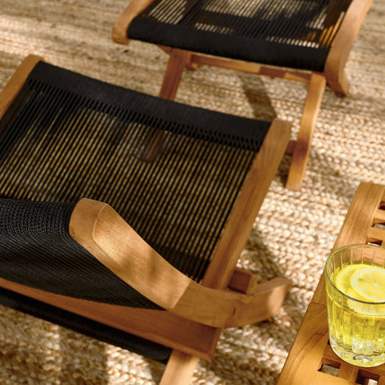 Modway EEI-6938 Vienna 2-Piece Outdoor Patio Teak and Rope Folding Accent Lounge Chair and Ottoman Set Modway