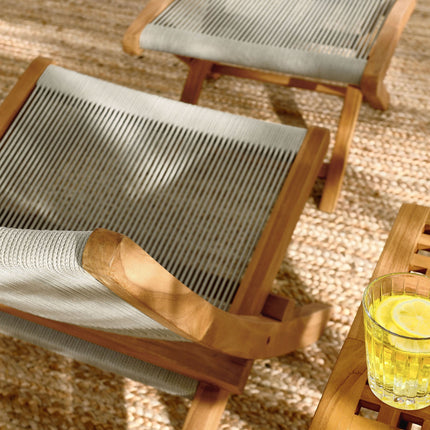 Modway EEI-6938 Vienna 2-Piece Outdoor Patio Teak and Rope Folding Accent Lounge Chair and Ottoman Set Modway