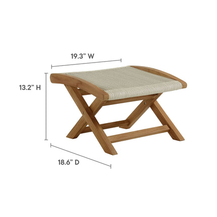 Modway EEI-6938 Vienna 2-Piece Outdoor Patio Teak and Rope Folding Accent Lounge Chair and Ottoman Set Modway