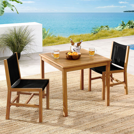 Modway EEI-6939 Vienna 3-Piece Outdoor Patio Teak and Rope Dining Set with Armless Chiars Modway
