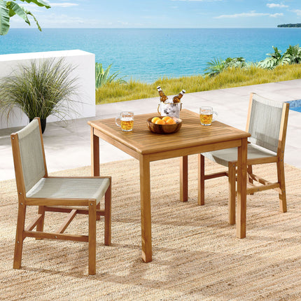 Modway EEI-6939 Vienna 3-Piece Outdoor Patio Teak and Rope Dining Set with Armless Chiars Modway
