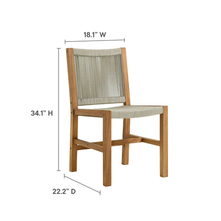 Modway EEI-6939 Vienna 3-Piece Outdoor Patio Teak and Rope Dining Set with Armless Chiars Modway