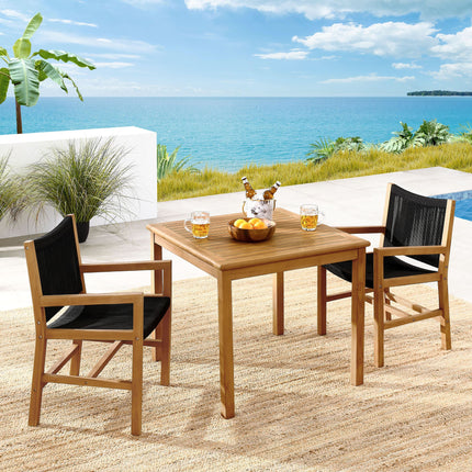 Modway EEI-6940 Vienna 3-Piece Outdoor Patio Teak and Rope Dining Set with Armchairs Modway