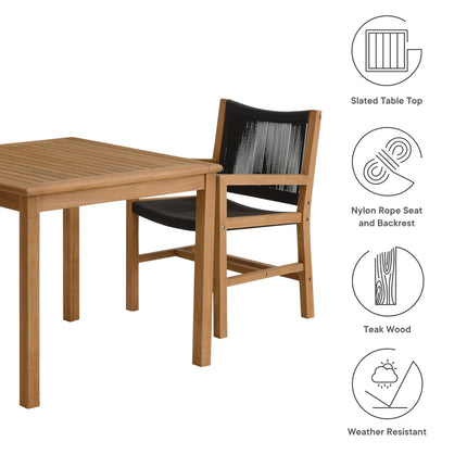 Modway EEI-6940 Vienna 3-Piece Outdoor Patio Teak and Rope Dining Set with Armchairs Modway