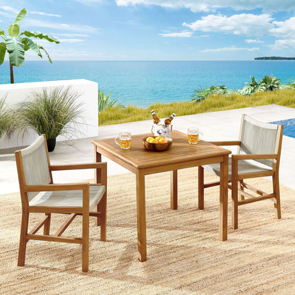 Modway EEI-6940 Vienna 3-Piece Outdoor Patio Teak and Rope Dining Set with Armchairs Modway