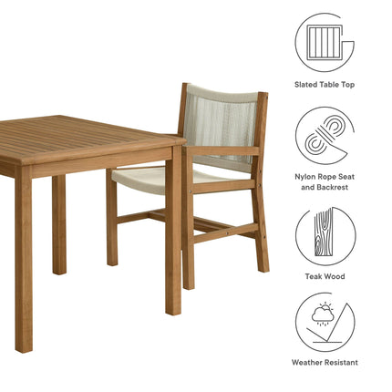 Modway EEI-6940 Vienna 3-Piece Outdoor Patio Teak and Rope Dining Set with Armchairs Modway