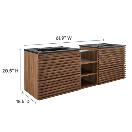 Modway EEI-6941 Render 62" Wall-Mount Double Sink Bathroom Vanity Modway