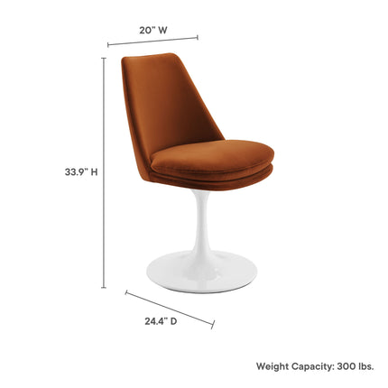 Modway EEI-6954 Lippa Swivel Dining Performance Velvet Side Chair Modway