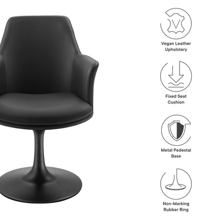 Modway EEI-6958 Lippa Swivel Dining Vegan Leather Armchair Modway