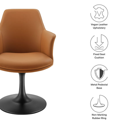 Modway EEI-6958 Lippa Swivel Dining Vegan Leather Armchair Modway
