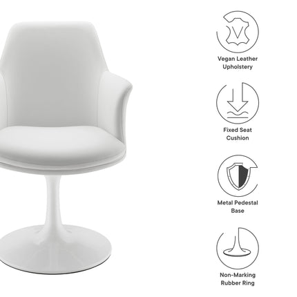 Modway EEI-6958 Lippa Swivel Dining Vegan Leather Armchair Modway