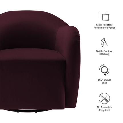 Modway EEI-6959 Compose Performance Velvet Swivel Armchair Modway