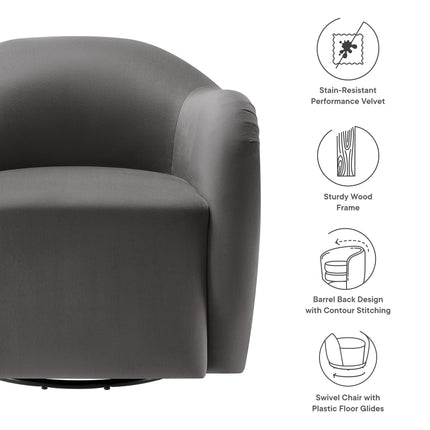 Modway EEI-6959 Compose Performance Velvet Swivel Armchair Modway