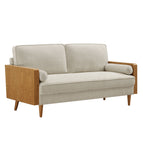 Walnut Heathered Weave Light Beige / Heathered Fabric Upholstered