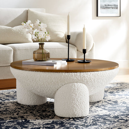 Modway EEI-6964 Tridome Round Boucle Upholstered Storage Coffee Table Modway