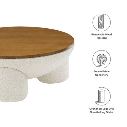Modway EEI-6964 Tridome Round Boucle Upholstered Storage Coffee Table Modway