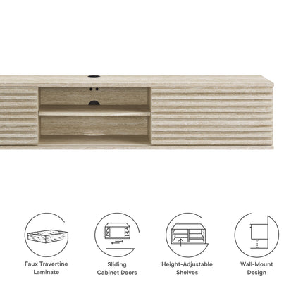 Modway EEI-6965 Render 70" Faux Travertine Wall-Mount Media Console TV Stand Modway