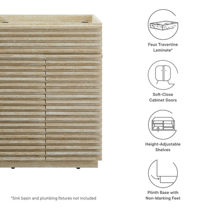 Modway EEI-6967 Render 24" Faux Travertine Bathroom Vanity Cabinet (Sink Not Included) Modway