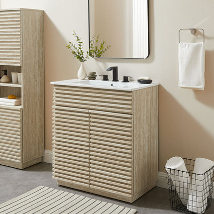 Modway EEI-6968 Render 30" Faux Travertine Bathroom Vanity Cabinet (Sink Not Included) Modway