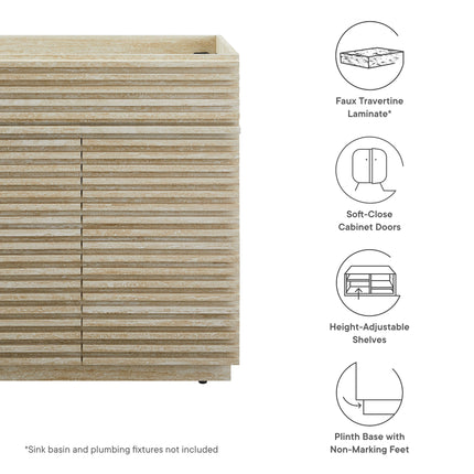 Modway EEI-6968 Render 30" Faux Travertine Bathroom Vanity Cabinet (Sink Not Included) Modway