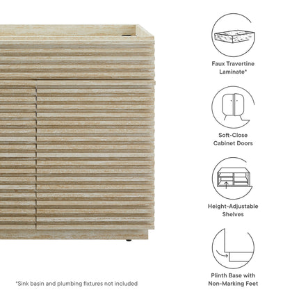 Modway EEI-6969 Render 36" Faux Travertine Bathroom Vanity Cabinet (Sink Not Included) Modway