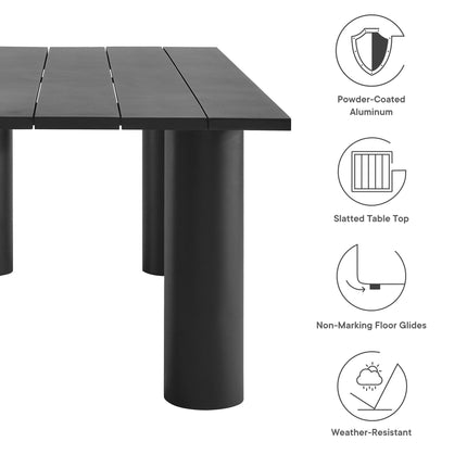 Modway EEI-6980 Nautica Outdoor Patio 87" Rectangular Aluminum Dining Table Modway