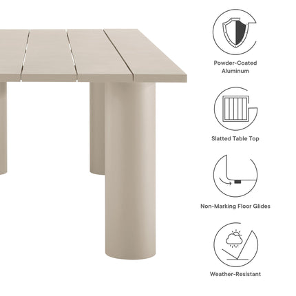 Modway EEI-6980 Nautica Outdoor Patio 87" Rectangular Aluminum Dining Table Modway