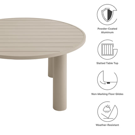 Modway EEI-6981 Nautica Outdoor Patio 60" Round Aluminum Dining Table Modway