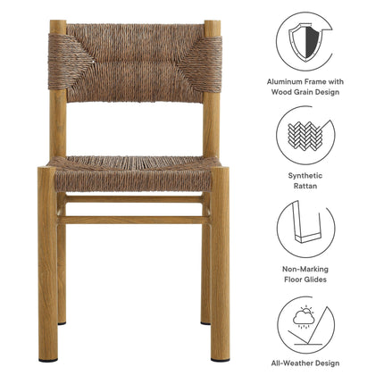 Modway EEI-6982 Parkland Outdoor Patio Rattan and Aluminum Dining Side Chairs Set of 2 Modway