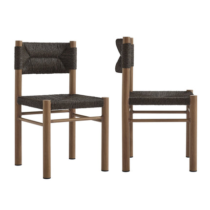 Modway EEI-6982 Parkland Outdoor Patio Rattan and Aluminum Dining Side Chairs Set of 2 Modway