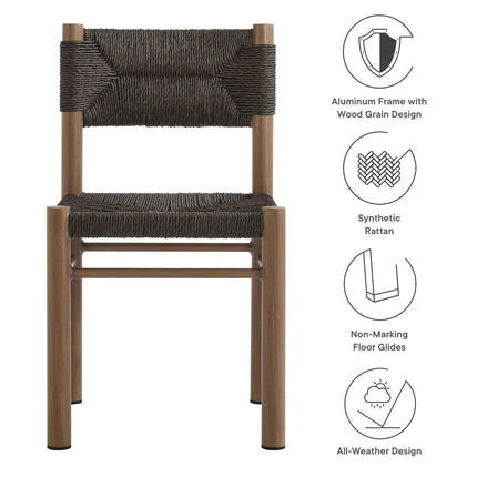 Modway EEI-6982 Parkland Outdoor Patio Rattan and Aluminum Dining Side Chairs Set of 2 Modway