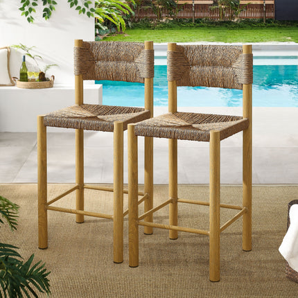 Modway EEI-6983 Parkland Outdoor Patio Rattan and Aluminum Counter Stools Set of 2 Modway