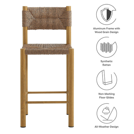 Modway EEI-6983 Parkland Outdoor Patio Rattan and Aluminum Counter Stools Set of 2 Modway