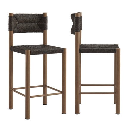 Modway EEI-6983 Parkland Outdoor Patio Rattan and Aluminum Counter Stools Set of 2 Modway