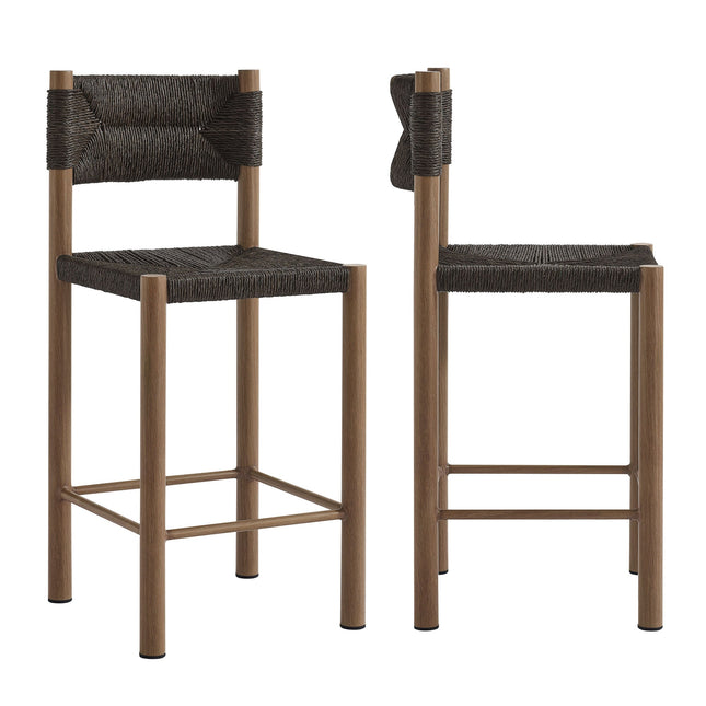 Modway EEI-6983 Parkland Outdoor Patio Rattan and Aluminum Counter Stools Set of 2 Modway