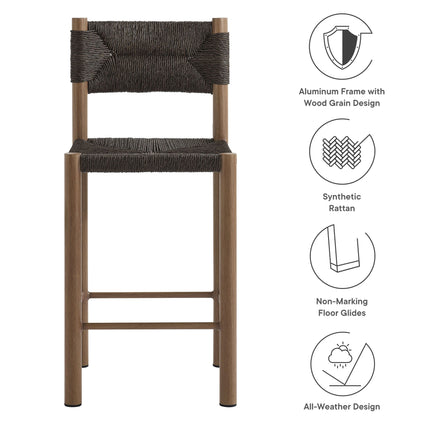 Modway EEI-6983 Parkland Outdoor Patio Rattan and Aluminum Counter Stools Set of 2 Modway