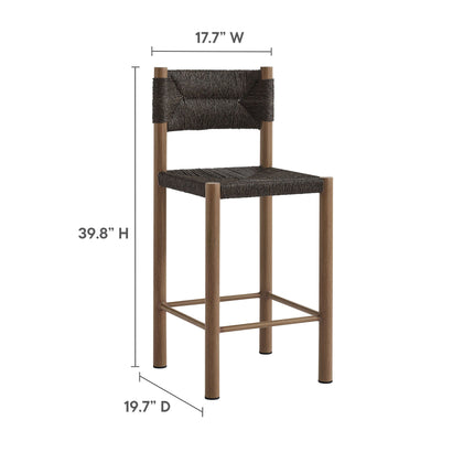 Modway EEI-6983 Parkland Outdoor Patio Rattan and Aluminum Counter Stools Set of 2 Modway