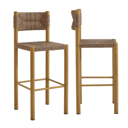 Modway EEI-6984 Parkland Outdoor Patio Rattan and Aluminum Bar Stools Set of 2 Modway