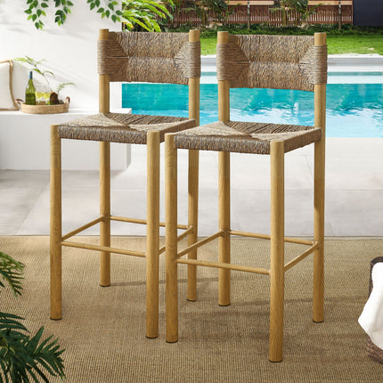 Modway EEI-6984 Parkland Outdoor Patio Rattan and Aluminum Bar Stools Set of 2 Modway
