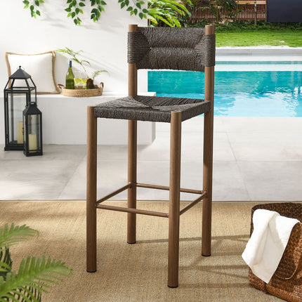 Modway EEI-6984 Parkland Outdoor Patio Rattan and Aluminum Bar Stools Set of 2 Modway
