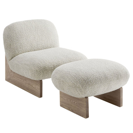 Modway EEI-6988 Loyal Boucle Fabric Accent Chair and Ottoman Set Modway