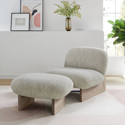 Modway EEI-6988 Loyal Boucle Fabric Accent Chair and Ottoman Set Modway