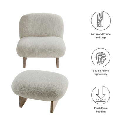 Modway EEI-6988 Loyal Boucle Fabric Accent Chair and Ottoman Set Modway