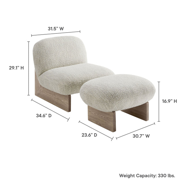 Modway EEI-6988 Loyal Boucle Fabric Accent Chair and Ottoman Set Modway